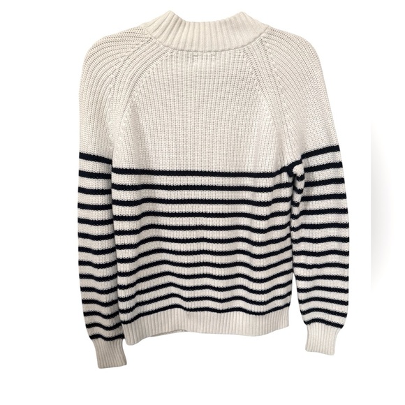 J. Crew stripped cotton button nautical sweater blue white coastal grandma - Picture 5 of 7